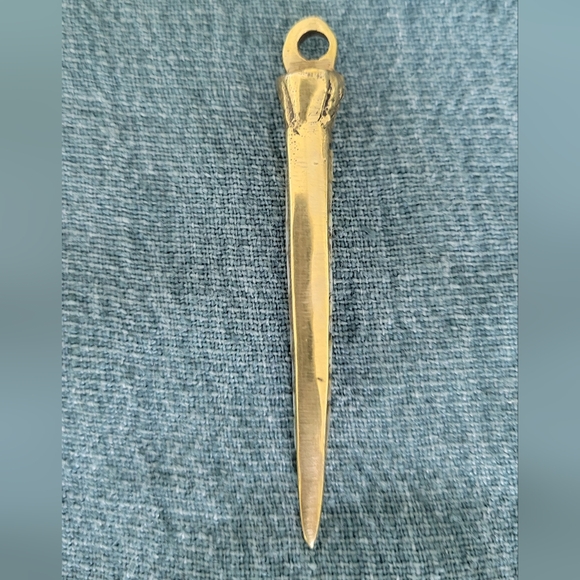 BRASS AND SHELL Inlay 3" Pendant - Picture 2 of 7